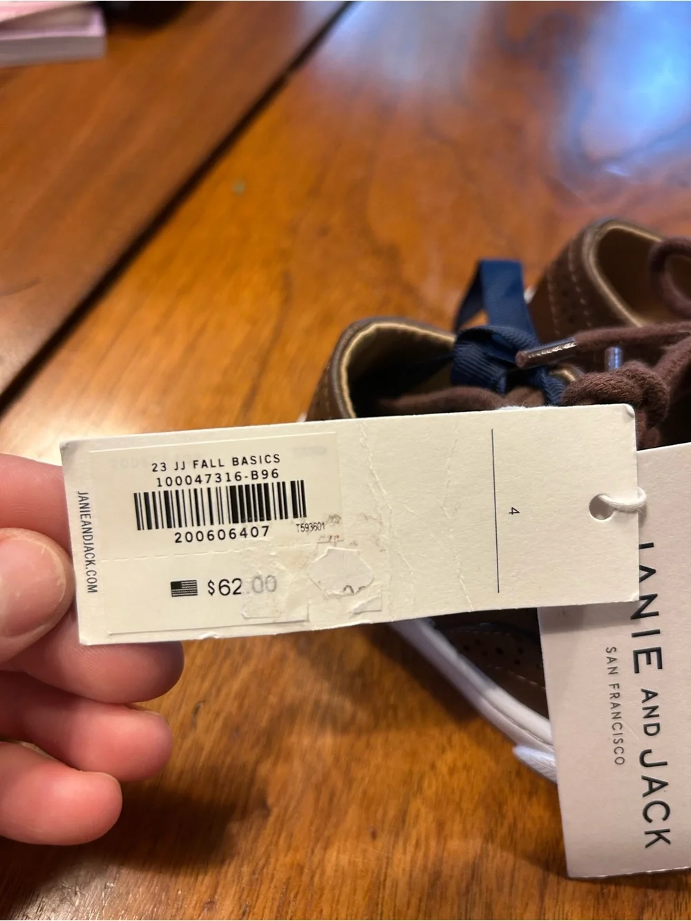 NWT Janie & Jack Baby Wingtip Sneakers Size 4 Brown